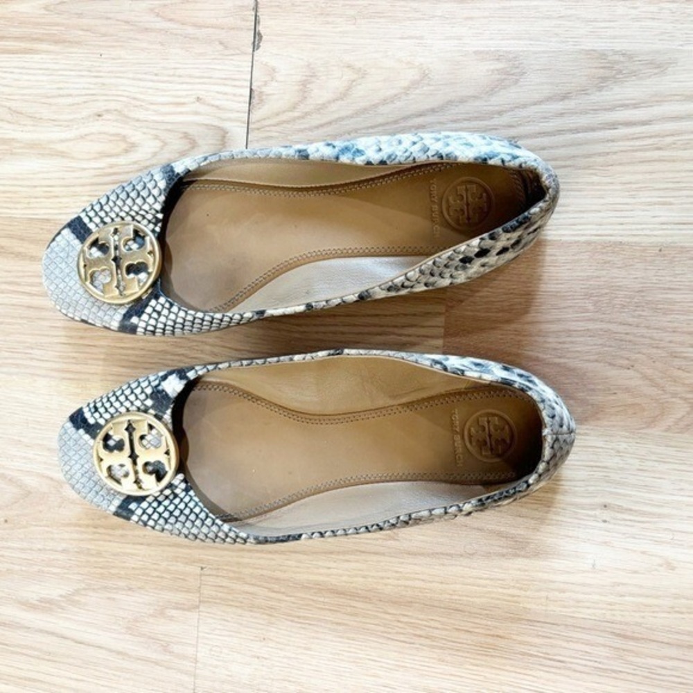 Tory Burch Chelsea Snakeskin Flats Old Money Quiet Luxury Designer Sz 9